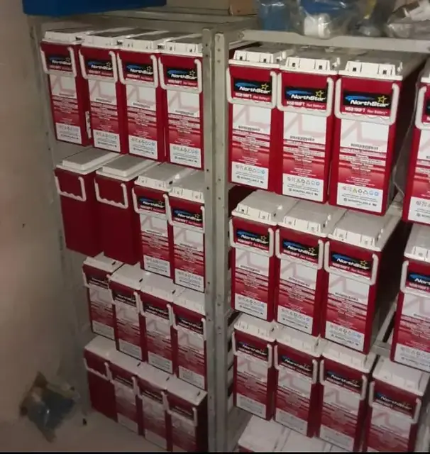 Shelves stacked with batteries