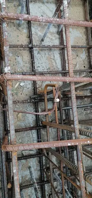 Conduit fixed inside column reinforcement bars